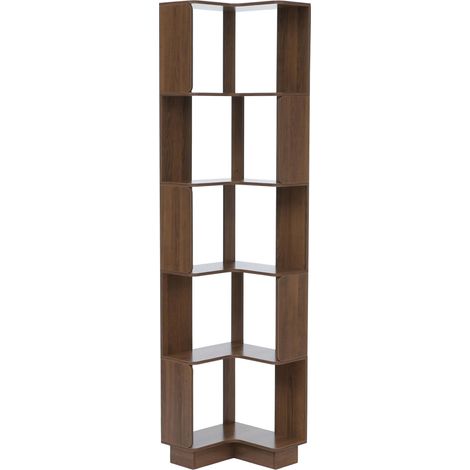 Eck-Bücherregal HHG-922, Eckregal Standregal Wohnregal, 5 Ebenen MDF Melamin 175x40x40cm braun (1/5)