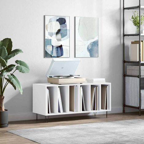 Armoire à disques blanc 100x38x48 cm bois d'ingénierie (1/5)