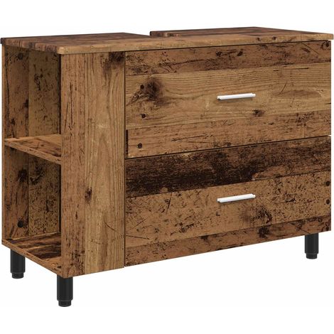 Unidad de tocador de baño Madera envejecida 80 x 35 x 60 cm vidaXL