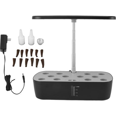 Sistema de cultivo hidropónico de ABS de 12 macetas, kit de jardinería sin tierra para interiores con luz LED para cultivo en el hogar. (1/5)