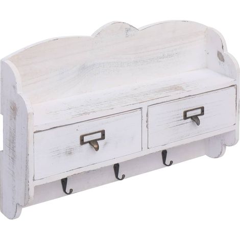 Porte-manteau mural Blanc 50x10x34 cm Bois (1/5)