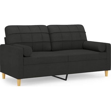 2-Sitzer Sofa mit dekorativen Kissen Schwarz 140 cm Stoff