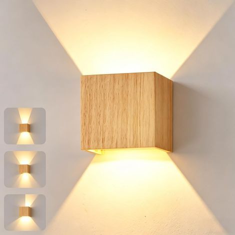 LED Wall Light, Wood and Metal, Adjustable Angle, 8W Warm White, Indoor Living Room/Bedroom (1/5)
