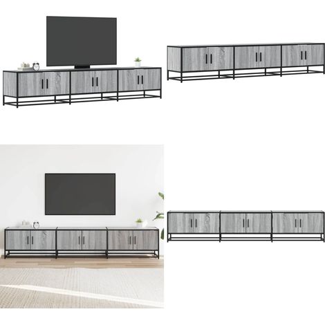 Mueble para TV madera de ingeniería gris Sonoma 210x35x41 cm - Madera de ingeniería - Muebles industriales