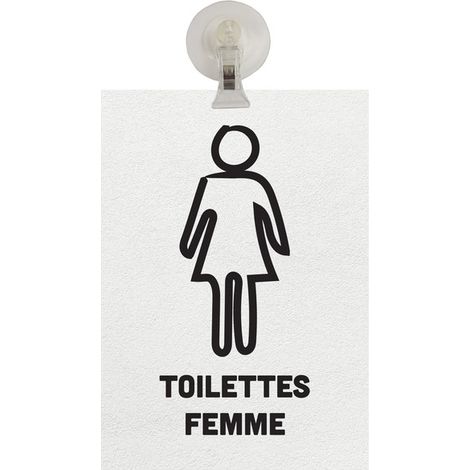 Panneau PVC "TOILETTES FEMME" fond blanc format A5 avec fixation ventouse (1/4)