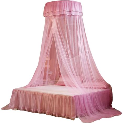 Moustiquaire en dentelle rose pour lit de chambre, protection (1/5)