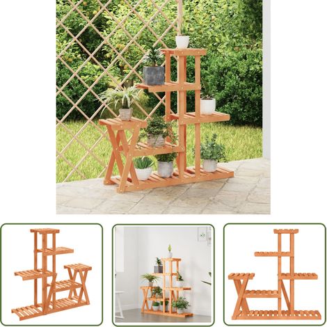 The Living Store Support à fleurs 95x25x96 cm bois massif de sapin - Support Plante - Support Fleur - Rangement Jardin - Meuble Extérieur - Decoration Intérieur (1/5)