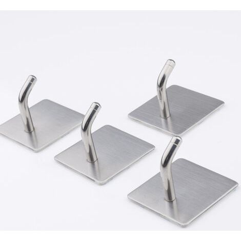 Selbstklebende Wandhaken, 4 Stück, silberfarben, Edelstahl, rostfrei, wasserdicht, für Bad, Handtuchhalter, ohne Markennamen, für Zuhause und Büro (1/5)