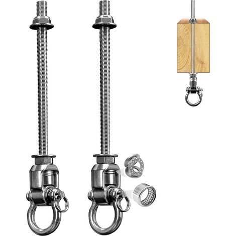 Lot de 2 Crochet de Balançoire, Acier Inoxydable 304, Crochet Lourde M10 Résistant Jusqu'à 453 kg, Rotation 360° + Pivot 180°, Support pour Poutre Bois Plafond Béton, Hamac Sac de Frappe Balançoire (1/5)