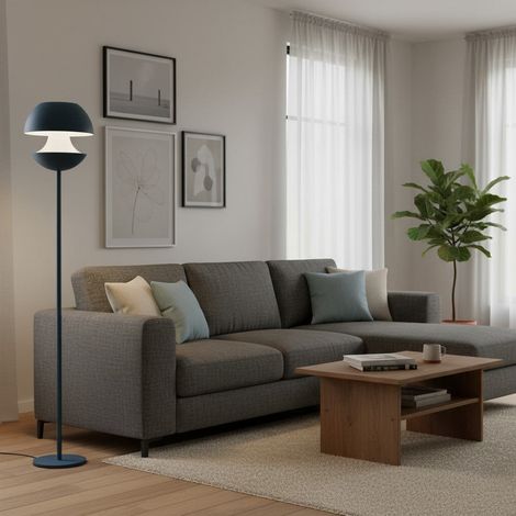 Piantana moderna in metallo blu e bianco
