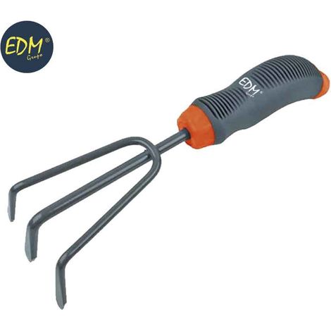 Grubber mit 3 Gartenzinken 25 cm Farbe Grau/Orange EDM