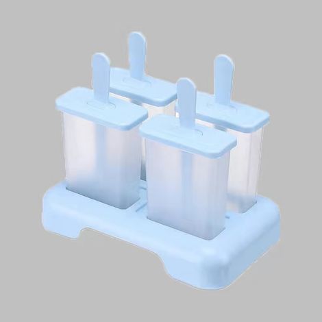 1 moule à popsicle, modèle de glace maison, plateau à glace pour congélateur pour la maison, 4 moules bleus + 4 bâtonnets plastiques. (1/5)