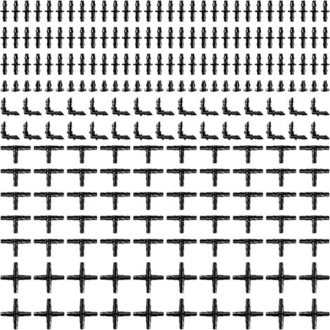 220 Pièces 4/7mm Connecteurs de Tuyaux, Raccord D'irrigation, Connecteurs Barbelés de Tuyaux pour Système D'Irrigation, Irrigation de Pelouse Raccord Connecteur Goutte (1/4)