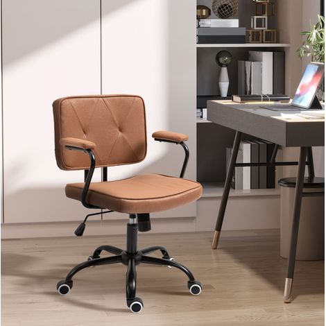 Sedia da ufficio 61x58x82-91 cm marrone in schiuma con altezza regolabile e funzione basculante (1/5)