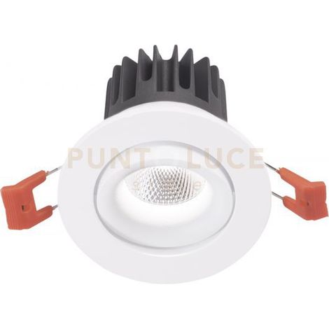 GFA1040C-  FARETTO DA INCASSO IN ALLUMINIO DIFFUSORE TRASPARENTE A LED 3000K 600LM 8W BIANCO D.8,5CM ORIENTABILE