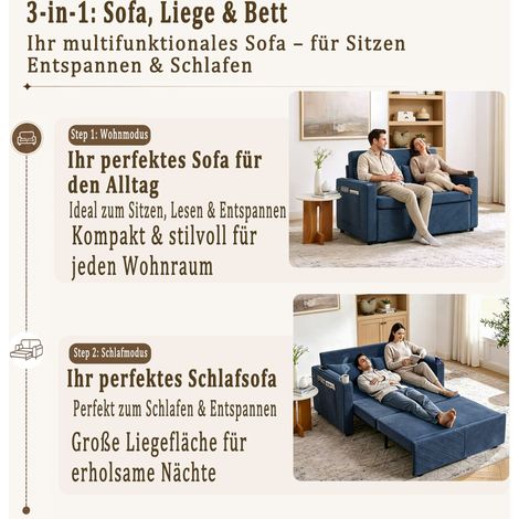 Sofá cama convertible con USB azul marino OKMYHOME (1/5)