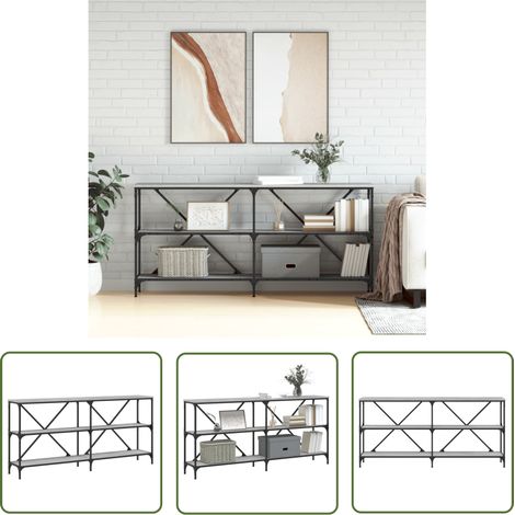 The Living Store Konsolentisch Grau Sonoma 160x30x75 cm Holzwerkstoff und Eisen - Konsolentisch - Flurtisch - Sideboard - Wohnraummöbel - Grau (1/5)