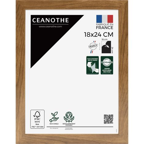 Cadre Photo Marron 18x24 cm et 24x18 cm - Convient au A5 – Fabriqué en France - Cadre Precious Marron 18x24 cm - Cadre photo en Résine recyclée - Verre acrylique Incassable (1/5)