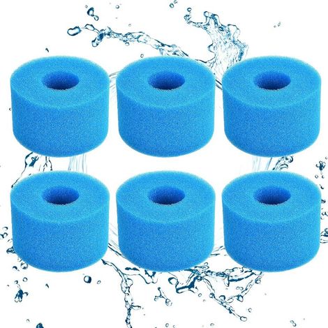Typ S1 Filterschwamm, Schaumstofffilterkartusche, Schaumstoff für Schwimmbadfilter, wiederverwendbar und waschbar, Schaumstofffilter für Spa, Schwimmbad, Whirlpool (6, Blau) (1/5)