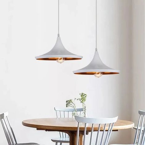 U-DO 2x Vintage Lustre Plafonnier Luminaire Industriel Blanc 3620cm Suspension Filaire Réglable pour Salle à Manger Couloir (1/3)