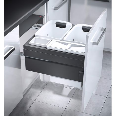 Panière à linge 4 bacs encastrable 80L Hailo Laundry Carrier 600 (1/3)