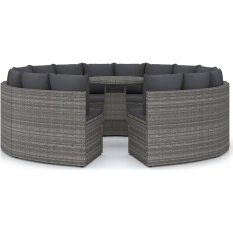 Vidaxl – Salon de jardin 9 pcs avec coussins – Résine tressée – Cadre en acier – Confort optimal – Décoration extérieure élégante