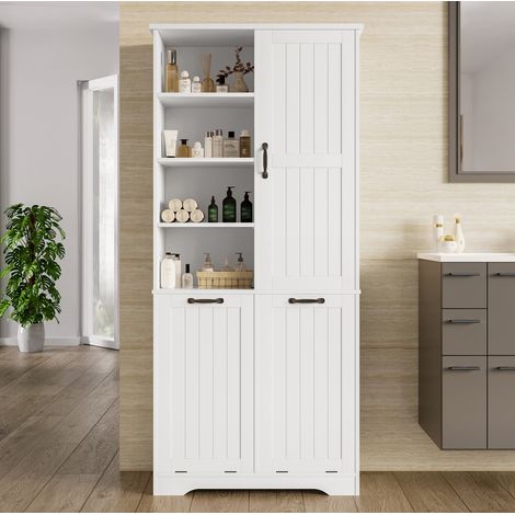 Commode 6 tiroirs 80x48x127 cm en MDF et aggloméré coloris chêne - CHICFURN (1/5)