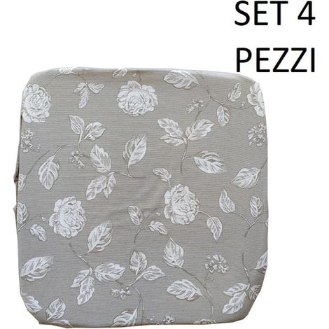 Cuscino Coprisedia Mollettone imbottito con fascia elastico GRIGIO FANTASIA 4 PEZZI (1/2)