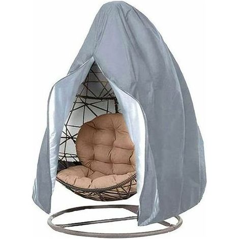Housse de Fauteuil Suspendu Jardin en Oxford 210D Bâche de Chaise à œufs Imperméable Anti-UV/Vent Couverture de Protection pour Chaise de Patio Extérieur (115x190cm, Gris),600g (1/5)