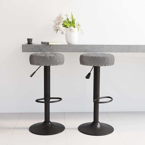 Lot de 2 Tabourets de bar Tabourets Haut - Fauteuils de bar Gris foncé Velours BV197415 - BonneVie (1/5)