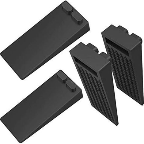 Arrêts de Portes, [Lot de 4] Arrêts Cale Porte Silicone Stop Porte au Sol Butoirs de Porte Protection de Portes et Murs Hauteur Reglable Noir (1/5)