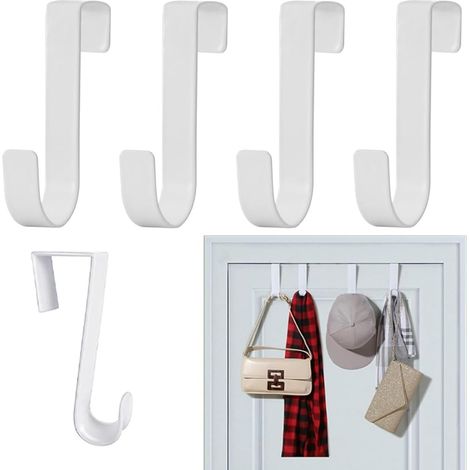 (Weiß) 5 Türhaken, Schrank- und Küchenhaken, Hängehaken aus Edelstahl, für Wohnzimmer, Badezimmer, Küche