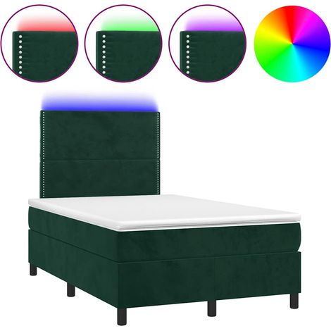 Maison Exclusive - Letto a Molle con Materasso e LED Verde Scuro 120x200cm Velluto (1/5)