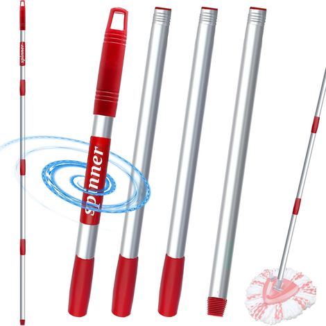 Replacement handle for Vileda Turbo Spin mop, for mop/Smart/H2pro/EasyWring, telescopic stainless steel handle, adjustable 76-147 cm, handle with wringer (Mop and brush not included)