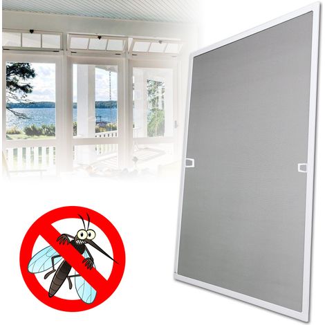 Wolketon 80x100CM Moustiquaire fenêtre Aluminium moustiquaire à gaze protection UV imperméable moustiquaire à cadre Blanc