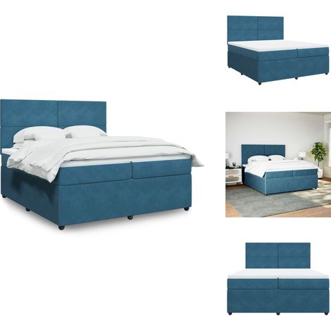 Sommier à lattes de lit et matelas Bleu foncé 200x200cm Velours - Sommier À Lattes De Lit - Sommiers À Lattes De Lit - Lit - Meuble De Chambre À Coucher (1/5)