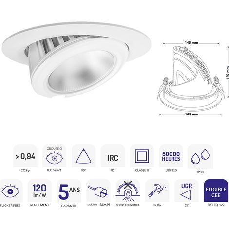 DOWNLIGHT SAMBA BLANC 27W 4000K ASLED SAM39BN