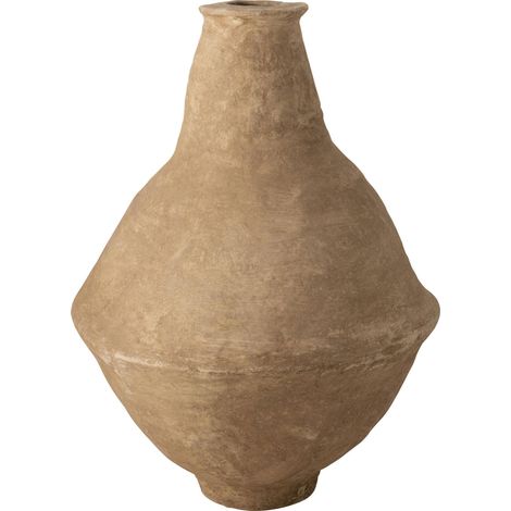 Vase extra large en papier mâché marron style artisanal - Marron naturel effet artisanal (1/4)