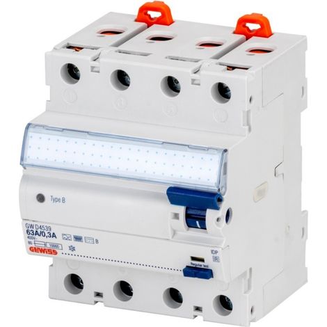 Gewiss FEHLERSTROM-SCHUTZSCHALTER – IDP 4P 63 A IMMUNITY TYP B Idn=0,3 – 4 MODULE, GWD4539