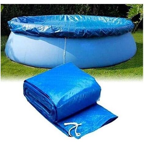 Couverture de piscine, accessoires de protection pour piscine, bleu, pour piscines hors sol rondes, couverture anti-pluie résistante, convient à tous les types de piscines rondes (diamètre 210 cm) (1/5)