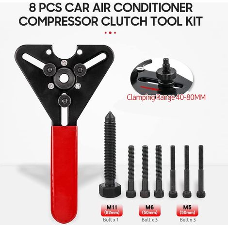 8 pièces Voiture compresseur d'air Embrayage dissolvant installateur Double Usage clé Trousse à Outils Automobile climatisation Voiture climatiseur réparation Outil (1/4)