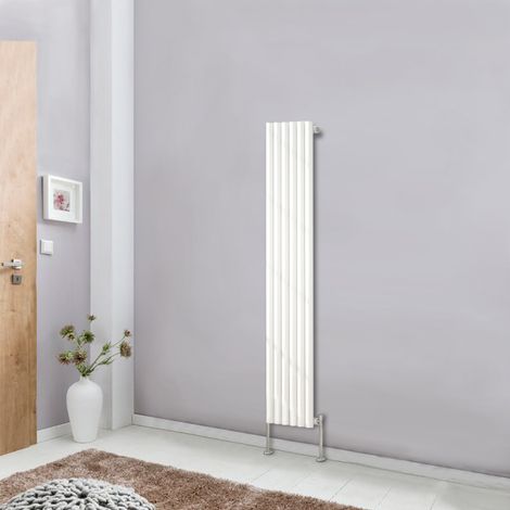 NRG Designer Radiator White Oval Column Central Heating Rads Vertical 1600x354mm Single