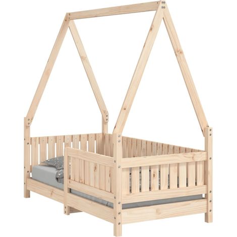 Lit simple Cadre de lit pour enfant 70x140 cm bois de pin massif