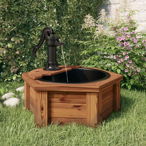 Vidaxl – Fontaine de jardin en bois de sapin massif avec pompe électrique – Dimensions 57x57x53 cm – Circulation d'eau réglable – Ambiance rustique