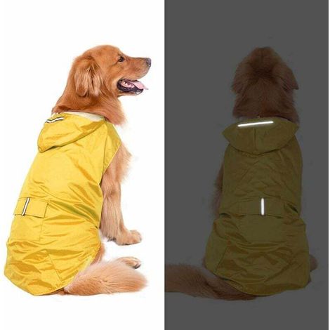 3XL-Bleu Imperméable Chien pour Grand Moyen Chiens avec Bandes Réfléchissantes Vêtement Chien Poncho Chein à Capuchon Respirante Réglable Manteau Chien Veste De Pluie (1/3)