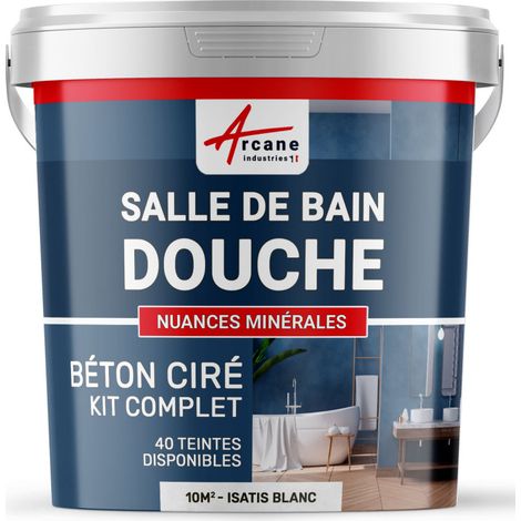 BETON CIRÉ: Kit BETONBESCHICHTUNG | KUNSTHARZ-BETON Badezimmer begehbare Dusche - Wasserdichte Beschichtung - Isatis-Weiß - kit 10 m2 (2 couches)