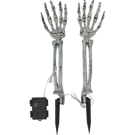 Piquets lumineux pour bras de squelette d'Halloween, réalistes, 40 LED, étanches, pour jardin, pelouse et terrasse. (1/5)