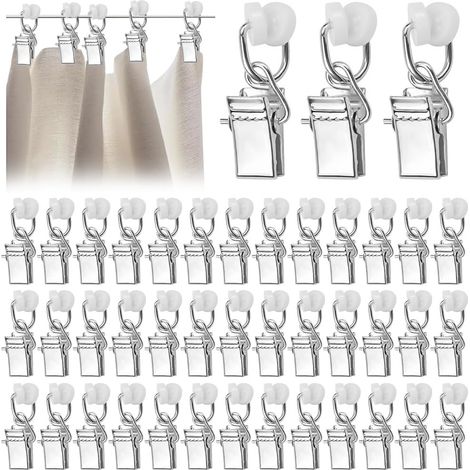 60PCS Pinces à Crochet en Métal, Crochet Rail Rideaux Glisseur (1/5)