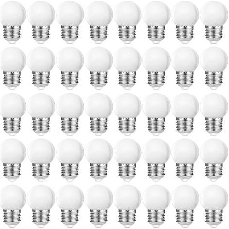 LED E27 G45 Ampoules Globe, Blanc Chaud 2700K, Ampoules LED 3W G45, Couvercle en plastique mat, Lampe pour guirlandes lumineuses, E27 Intérieur et extérieur, Non Dimmable, 40 Pièces [Classe énergétiqu (1/5)