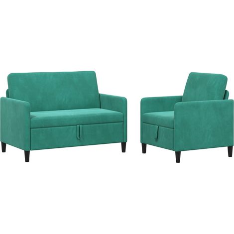 Canapé avec rangement 2 pc Turquoise Polyester vidaXL (1/5)